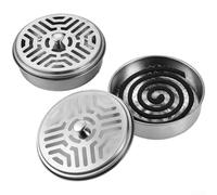 Soporte para bobina de incienso de acero inoxidable con tapa, cenicero ignífugo y resistente al viento para bobinas en espiral de citronela, quemador portátil de meditación (A)