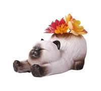 Soporte para bolígrafos de gato, decoración de maceta de resina con dibujos animados, maceta de gato acostado, cepillo, corbata para el pelo, clip de papel, estantería para el hogar, dormitorio