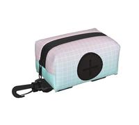 Soporte para bolsas de excrementos de perro para correa, suave, ligero, color rosa aguamarina, estampado de cuadrícula degradada, dispensador de rollos, cierre de , accesorios para caminar para perros