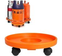 Soporte para Bombona de | Portabombonas y Carro Porta Bombona de Gas | También Portamacetas | Plástico Resistente con 4 Ruedas | 33,5 cm Ø x 7,5 cm | Naranja