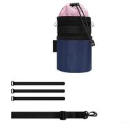 Soporte para botella de agua para bicicleta, bolsa de taza de 100 mm de diámetro con cierres extraíbles para almacenamiento en el manillar (azul oscuro)
