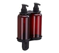 Soporte para botella de ducha Moderno soporte para botella de jabón de pared para dispensador doble de 300 ml Champú Estante de acero inoxidable para baño Cocina con tornillos Negro
