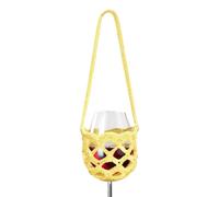 Soporte para botellas de agua de ganchillo de punto para un transporte seguro. Un elegante collar para copas de vino. Esta bolsa de vino protege tu copa durante el transporte, ideal para fiestas en la