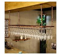 Soporte para botellas de vino vintage para colgar al revés, estante de exhibición de vino, decoración de techo para bares, restaurantes y cocinas, acabado bronce, 90 x 35 cm