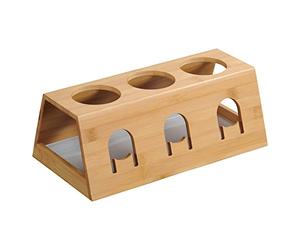 Soporte para botellas KESPER 58650-13 de 32 x 17,5 x 12 cm con bandeja de goteo extensible (bambú)