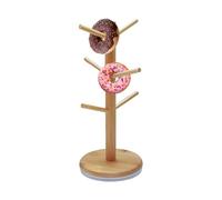 Soporte para Brezel - Soportes para rosquillas de mesa dulces | Base estable diseño de 6 brazos estante de madera con forma de árbol organizador para bar, bufé, restaurantes, brunch, boda, cumpleaños