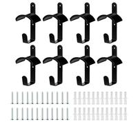Soporte para Bridas de Caballos, 8 Piezas Soportes de Metal Negro para Caballos con Tornillos Soporte de Pared para Caballo con Revestimiento Antioxidante para Establos y Salas de Sillín