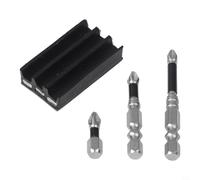 Soporte para brocas para destornillador con respaldo magnético, 3 puntas de destornillador de 25/50/65 mm, organizador de funda de goma para herramientas hexagonales de 1/4 pulgadas (con brocas de 25