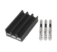 Soporte para brocas para destornillador con respaldo magnético, 3 puntas de destornillador de 25/50/65 mm, organizador de funda de goma para herramientas hexagonales de 1/4 pulgadas (con 3 brocas de