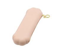 Soporte para brochas de maquillaje de viaje, de silicona, portátil, suave, elegante, organizador de herramientas de maquillaje, estuche para brochas de maquillaje, Cremallera de color caqui