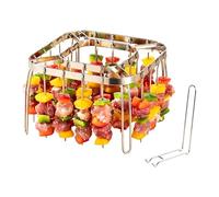 Soporte para brochetas de freidora de aire con 28 brochetas y mango,17 cm estante vertical para freidoras de aire, soporte plegable y desmontable para Airfryer