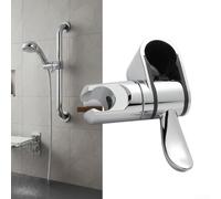 Soporte para cabezal de ducha, soporte ajustable giratorio de 360 °, para barras de 32 mm, almohadillas de goma para instalación sin taladro, ABS cromado plateado