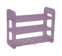 Soporte para caja de almacenamiento de huevos, 30 huevos, bandeja organizadora de 3 niveles para refrigerador, cocina, contenedor apilable, dispensador, cajón, funda de almacenamiento fresco (morado)