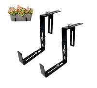 Soporte para caja de flores,Soporte de hierro para macetas, gancho para macetas, estante colgante ajustable para instalación en barandilla de balcón y valla,No es Necesario taladrar (1 par, negro)