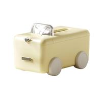 Soporte para caja de pañuelos Caja de almacenamiento pañuelos con elegante cajón deslizante que se adapta a varios estilos vida, ahorro espacio Decoración del hogar(Creamy Yellow)