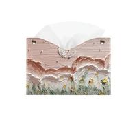 Soporte para caja de pañuelos Caja de almacenamiento pañuelos creativa, organizador, cubierta cuero moderna, pintura al óleo Decoración de habitaciones