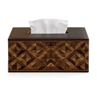 Soporte para caja de pañuelos Caja de pañuelos americana for sala estar, mesita noche con almacenamiento madera y cuero Decoración del hogar(Single grid)