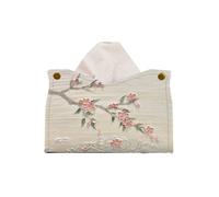 Soporte para caja de pañuelos Caja de pañuelos Caja dispensadora de pañuelos faciales de cuero PU con pintura al óleo, soporte for sala de estar, escritorio decorativo en sala de estar(Gris)