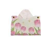 Soporte para caja de pañuelos Caja de pañuelos Caja dispensadora de pañuelos faciales de cuero PU con pintura al óleo, soporte for sala de estar, escritorio decorativo en sala de estar(Pink)