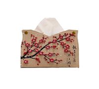 Soporte para caja de pañuelos Caja de pañuelos Caja dispensadora de pañuelos faciales de cuero PU con pintura al óleo, soporte for sala de estar, escritorio decorativo en sala de estar(Bruin)