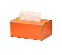 Soporte para caja de pañuelos Caja de pañuelos cubierta hogar sala estar papel Simple luz lujo servilleta cuero Decoración de habitaciones(Orange)