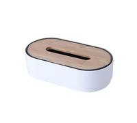 Soporte para caja de pañuelos Caja de pañuelos faciales bambú, dispensador papel creativo, servilleta mesa multiusos Decoración del hogar(White)