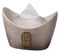 Soporte para caja de pañuelos Caja de pañuelos Mesa de centro de la fortuna china, decoración de cerámica, escritorio for baño, encimera, mesitas de noche, oficina en sala de estar(Silver)