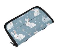 Soporte para caja de pañuelos colgante para coche, bonito conejito azul juguetón con correas ajustables y cremallera, caja dispensadora de pañuelos reutilizable para automóviles