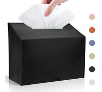 Soporte para caja de pañuelos compatible con toallas de mano desechables Kleenex, dispensador de toallas de papel de cuero para mesa, baño, coche, oficina (negro-1 paquete, negro)