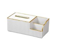 Soporte para caja de pañuelos Cubierta de caja pañuelos, dispensador multifunción, soporte escritorio chino Rectangular Decoración del hogar(White)