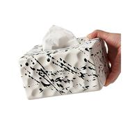 Soporte para caja de pañuelos Cubierta De Caja Pañuelos Patrón Piedra Hecho A Mano Cerámica Y Diseño Tinta Salpicada Adecuado for Retro Decoración de habitaciones(White)