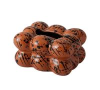 Soporte para caja de pañuelos Cubierta De Caja Pañuelos Patrón Piedra Hecho A Mano Cerámica Y Diseño Tinta Salpicada Adecuado for Retro Decoración del hogar(Brown 2)