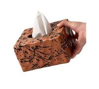 Soporte para caja de pañuelos Cubierta De Caja Pañuelos Patrón Piedra Hecho A Mano Cerámica Y Diseño Tinta Salpicada Adecuado for Retro Decoración del hogar(Brown)