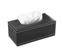 Soporte para caja de pañuelos Funda for caja de pañuelos cuero negro, rectangular, a prueba humedad, con servilletero parte inferior magnética Decoración del hogar
