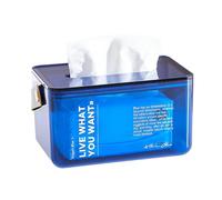 Soporte para caja de pañuelos Servilleta conveniente de la hoja del secador dispensador los tejidos resbalón caja transparente tejido no con manija Decoración de habitaciones(Blue)