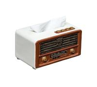 Soporte para caja de pañuelos Soporte for caja de pañuelos, cubierta Retro con forma Radio for encimeras tocador baño, servilleta Decoración del hogar(White)