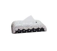 Soporte para caja de pañuelos Soporte for pañuelos de coche, dispensador papel cristal brillante, caja Facial cuero PU, servilleta con reposabrazos Decoración de habitaciones(White)