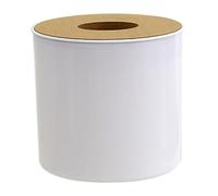 Soporte para caja de pañuelos, soporte para pañuelos redondo, cubierta impermeable para rollo de papel higiénico con tapa de bambú extraíble, recipiente de plástico para baño, cocina, dormitorio, ofi