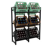 CLP Portacasse in Metallo per Bevande Stack, portacasse per Bevande salvaspazio Robusto e salvaspazio per Casse di Bevande, Colore:Nero, Dimensione:116x91x31 cm