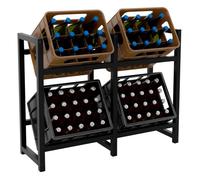 CLP Portacasse in Metallo per Bevande Stack, portacasse per Bevande salvaspazio Robusto e salvaspazio per Casse di Bevande, Colore:Nero, Dimensione:75x91x31 cm