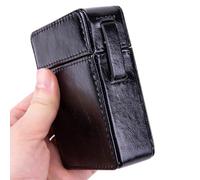 Soporte para cajas más ligeras, embalaje - de encendedor de acero inoxidable de cuero retro PU de almacenamiento portátil con bolsillo, regalos para hombres jon