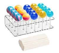 Soporte para Cake Pop,20 Agujeros Soporte para Piruletas Soporte de Piruleta Acrílico Transparente con 100 Palitos de Papel para Navidad Bodas Baby Showers Fiestas de Cumpleaños Aniversarios