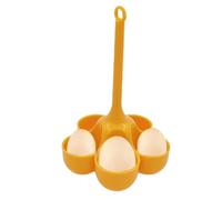 Soporte para caldera de huevos, estante para vaporizador de huevos con asas de silicona resistentes al calor, soporte de silicona lavable para huevos escalfados, olla de vapor para estufa, Beige