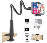 Soporte para cámara web y teléfono con tornillos universales de 1/4 de pulgada, brazo flexible, soporte de cuello de cisne para escritorio y cama