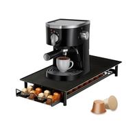 Soporte para cápsulas de café, almacenamiento de cápsulas de café de metal con cajón deslizante, 36 cápsulas de gran capacidad, soporte para cafetera, organizador de cápsulas negras para