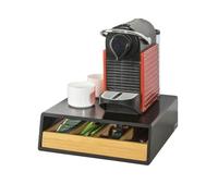 SoBuy Organizador de cápsulas de café con cajón de bambú - Porta cápsulas y dispensador compacto con soporte y cajones para cápsulas café en cocina, encimera o estación de café 31x30x10cm FRG280-SCH
