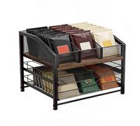Soporte para cápsulas de café para encimera - Cajón grande de madera y metal, soporte de almacenamiento para estación de café | para encimera, muebles, estantería, oficina, refrigerador, casa, cocina