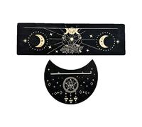 Soporte para cartas de tarot, base de fases lunares de madera, forma de luna y tarjetas rectangulares para adivinaciones de brujas, soporte de exhibición de tarjetas, base de madera