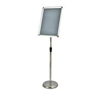Soporte para carteles de alta resistencia, soporte para carteles, soporte de exhibición de menú ajustable, pie de suelo con Base para anuncios, señalización de avisos d A3 Silver Rounded-corner style