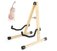 Soporte para celo con soporte de arco, soporte de madera en forma de A con espuma acolchada, soporte hecho a mano para 1/2, 3/4, 7/8, 4/4 (tamaño completo) y guitarras (bambú, celofán)